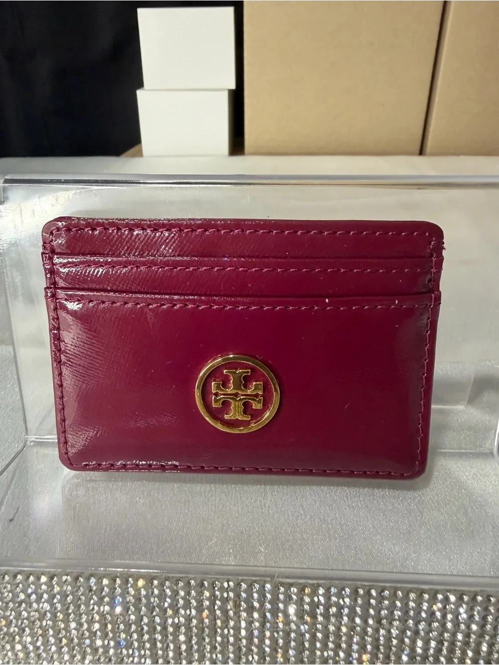 Tory Burch magenta / pink card holder preloved